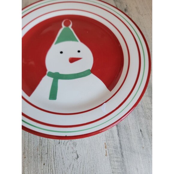 St Nicholas square Snowman plate stripped xmas kitchen - Picture 2 of 4